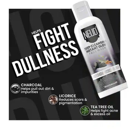 NEUD Deep Cleansing Instant Glow Face Wash Contains Activated Charcoal, Licorice and Tea Tree Oil - everteen-neud.com