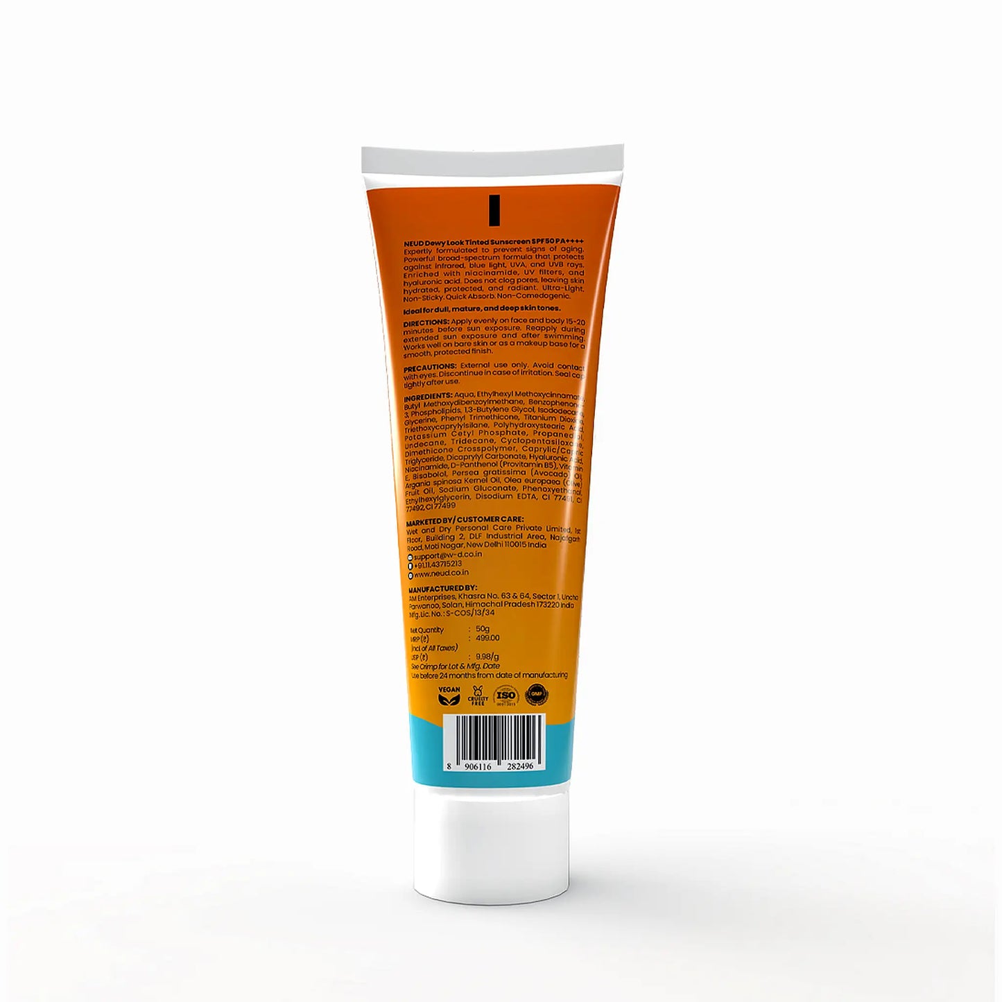 NEUD Dewy Look Tinted Sunscreen SPF 50 PA++++ with Hyaluronic Acid – Deep Tone, 50ml