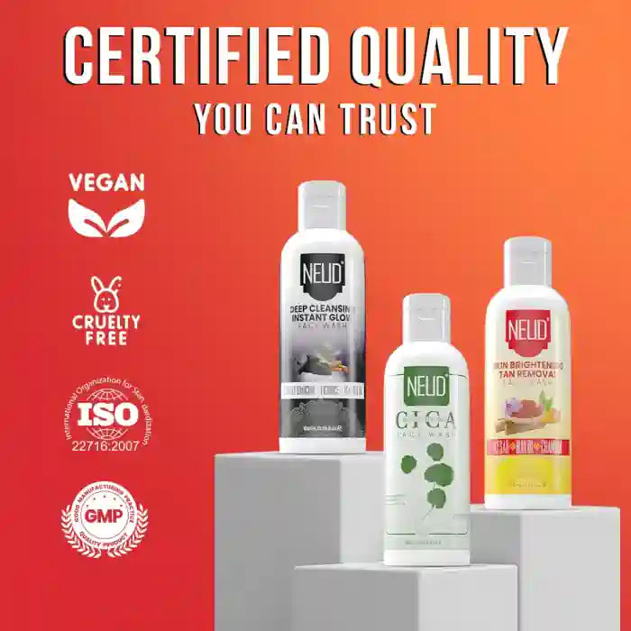 NEUD Cica Face Wash, Skin Brightening Face Wash and Deep Cleansing Face Wash - 3 x 100ml Each