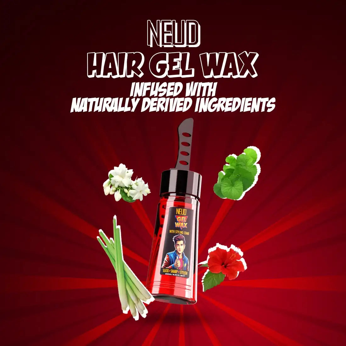 NEUD Styling Hair Gel Wax is a Premium Ayurvedic Product Infused with Hibiscus, Brahmi and Lemongrass - everteen-neud.com