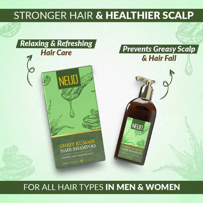 NEUD Aloe Vera Shampoo Ghrit Kumari Hair Cleanser 300ml - Helps Prevent Greasy Scalp