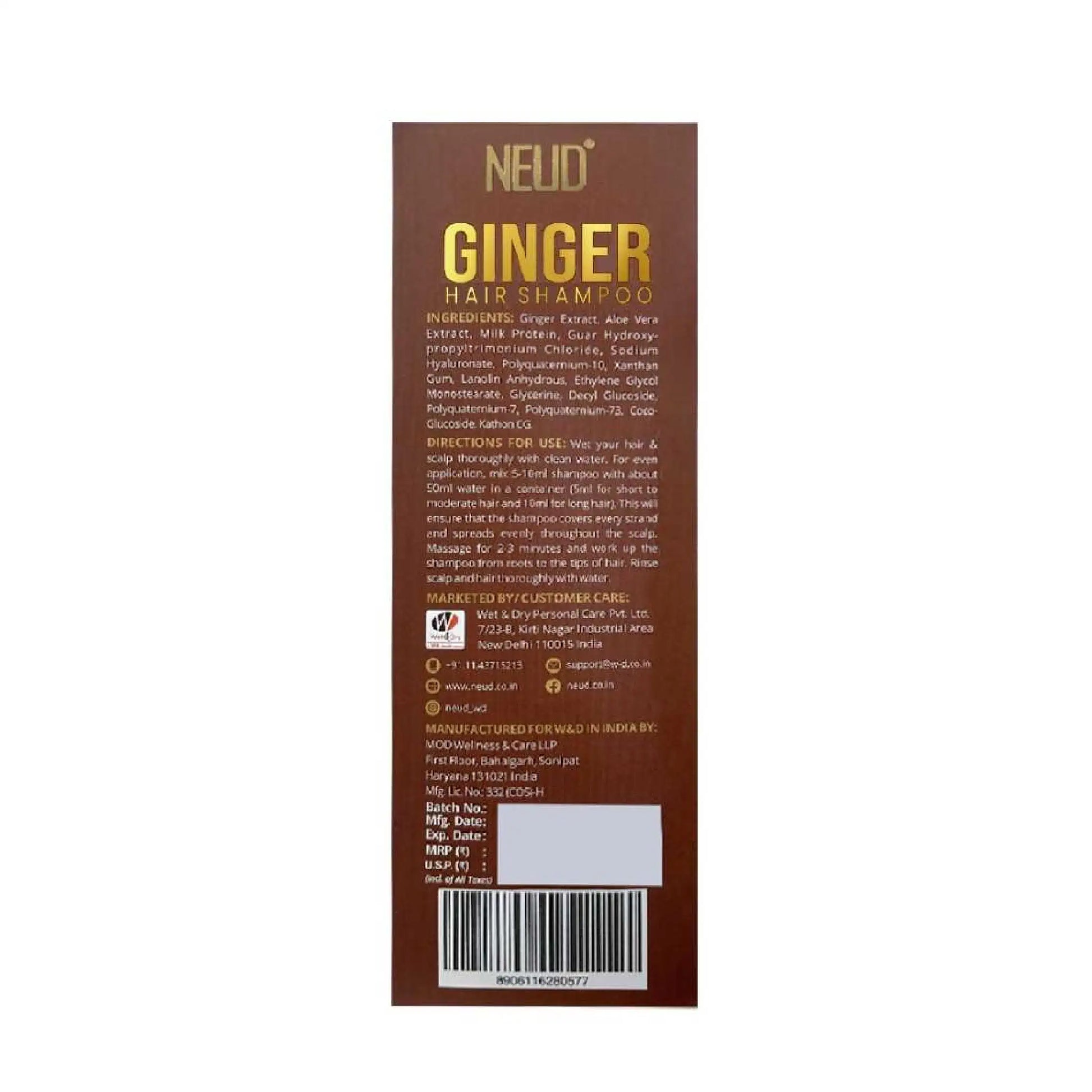 NEUD Ginger Hair Shampoo 300ml – Ships Worldwide from India