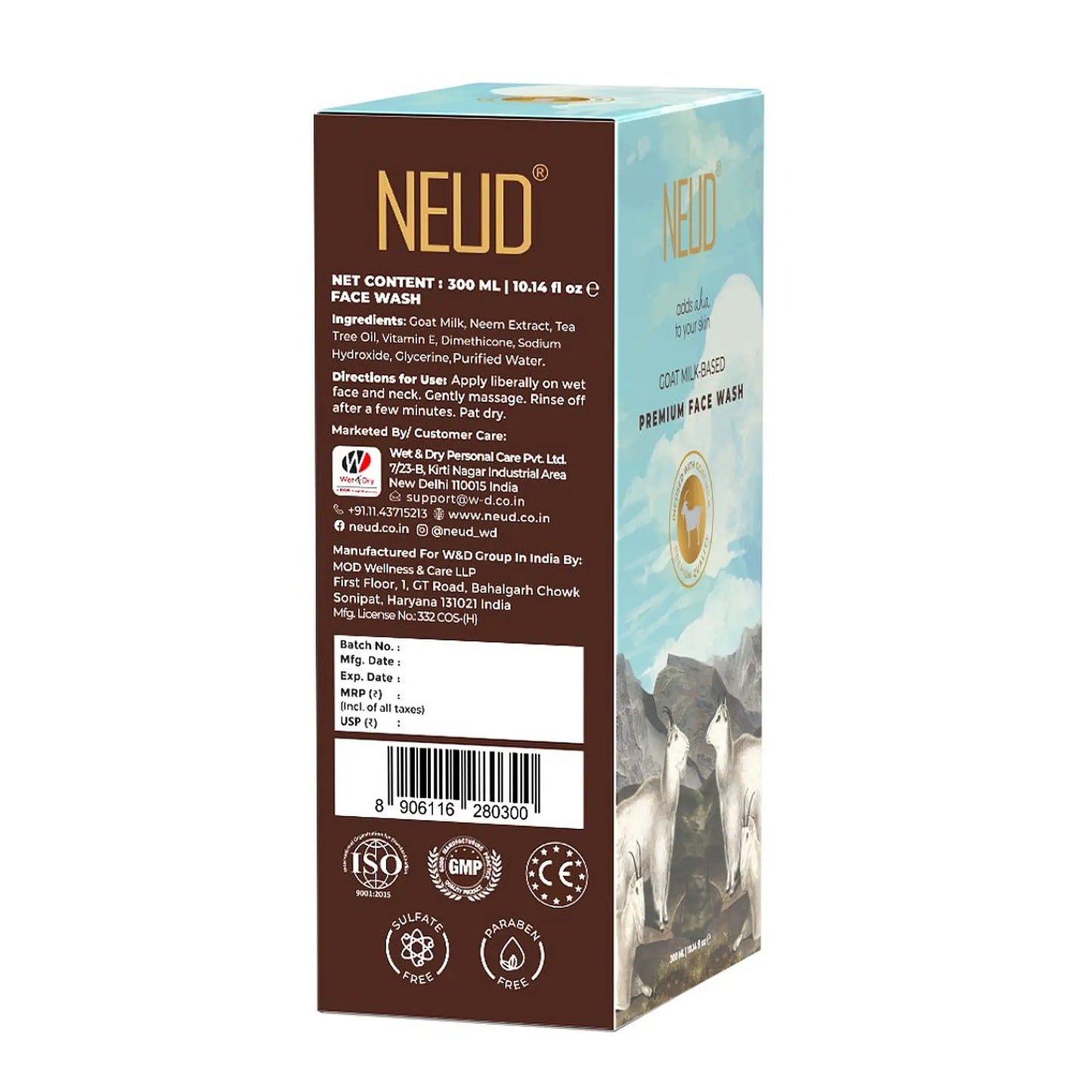 NEUD Goat Milk Face Wash 300ml – Certified Quality, Ships Worldwide from India
