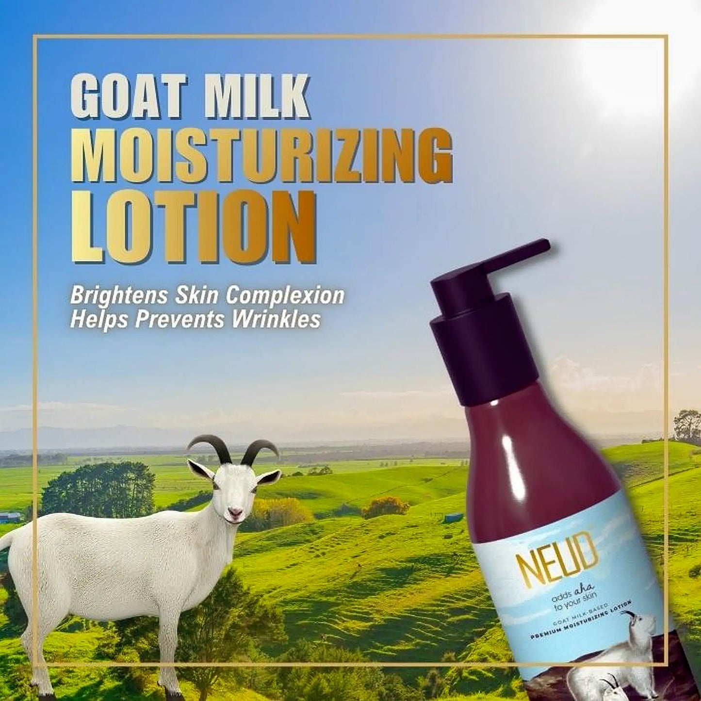 NEUD Goat Milk Moisturizing Lotion - Brightens Skin Complexion, Anti-Wrinkle