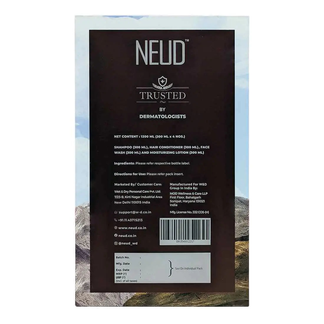 NEUD Goat Milk Premium Personal Care Gift Pack  - 1 Box (4 Units x 300ml Each) 8903540012217