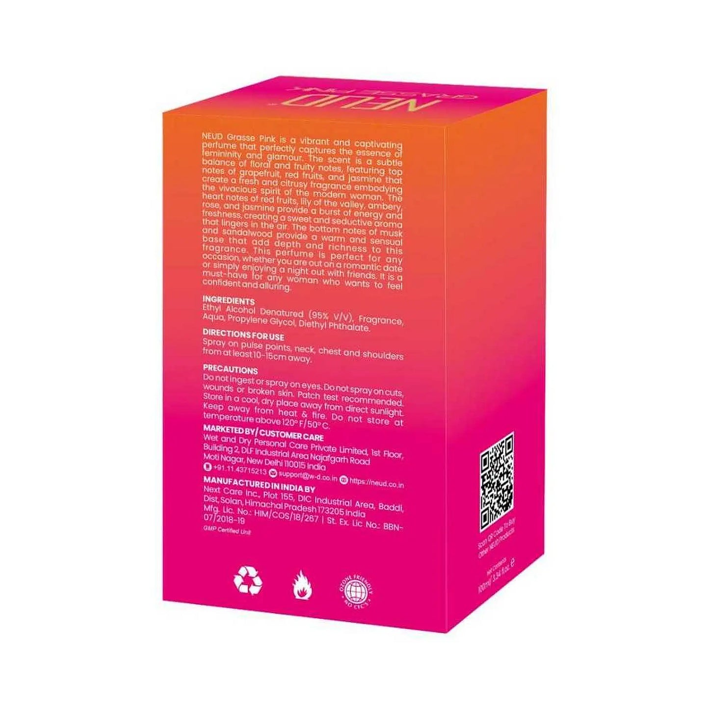NEUD Grasse Pink Luxury Perfume for Modern Women - Ozone-Friendly and CFC-Free