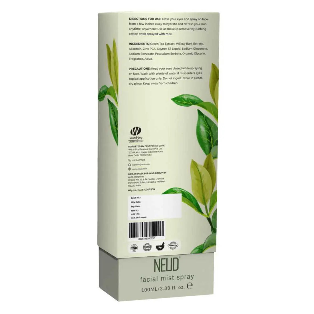 NEUD Green Tea Facial Mist Spray 100ml For Youthful and Hydrated Skin is Shipped Worldwide - everteen-neud.com