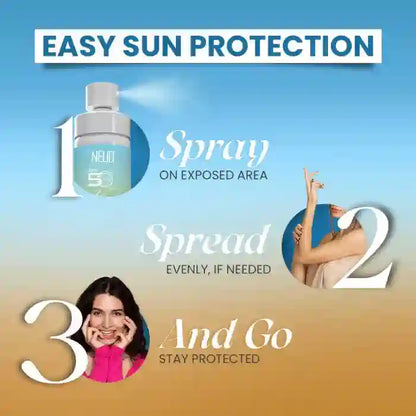 NEUD Invisible Sunscreen Spray with SPF 50 PA++++ For Sun Protection Over Makeup, Ultra-Light, No White Traces - 100ml