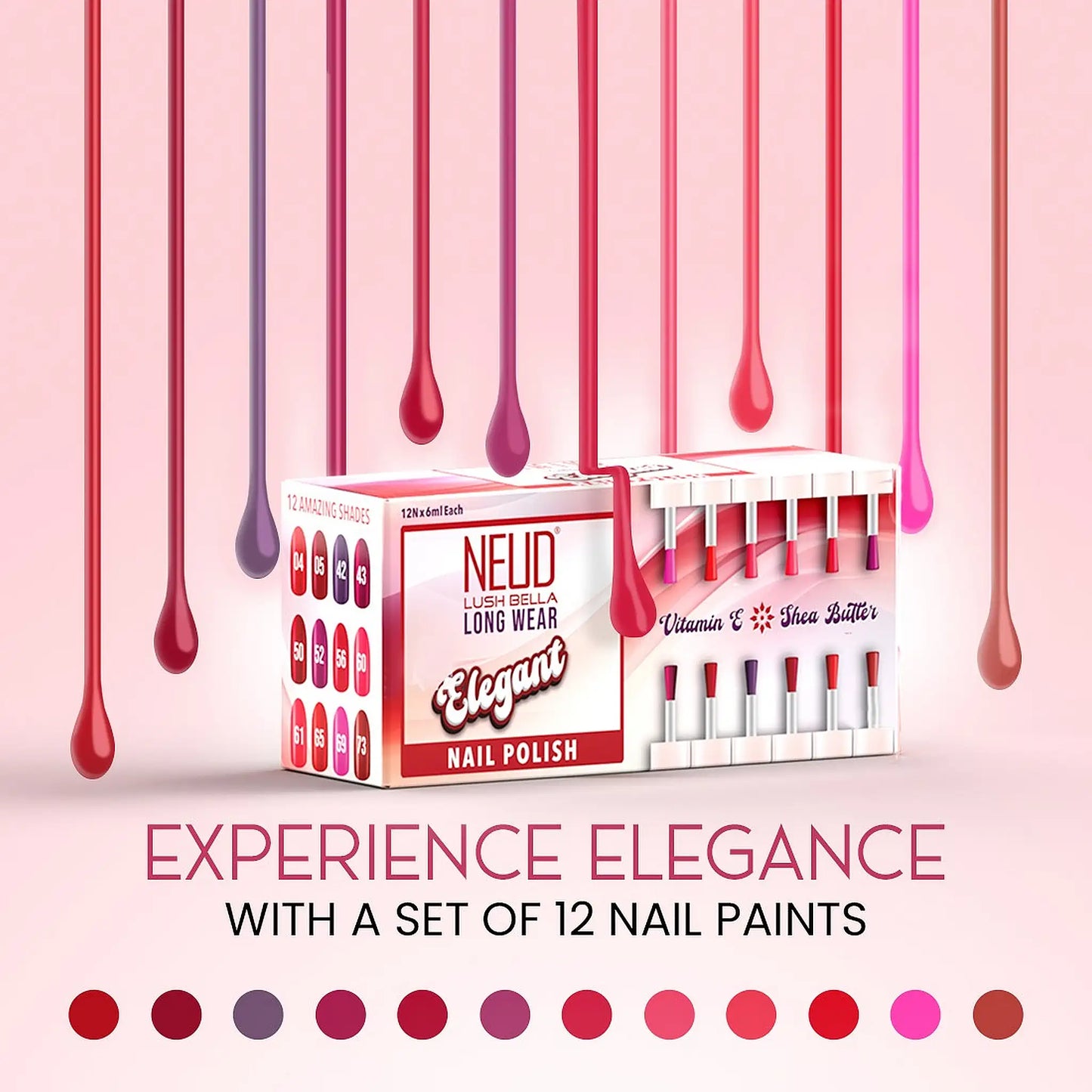Experience elegance with 12 nail paints in every set of NEUD Lush Bella ELEGANT Nail Polish - everteen-neud.com