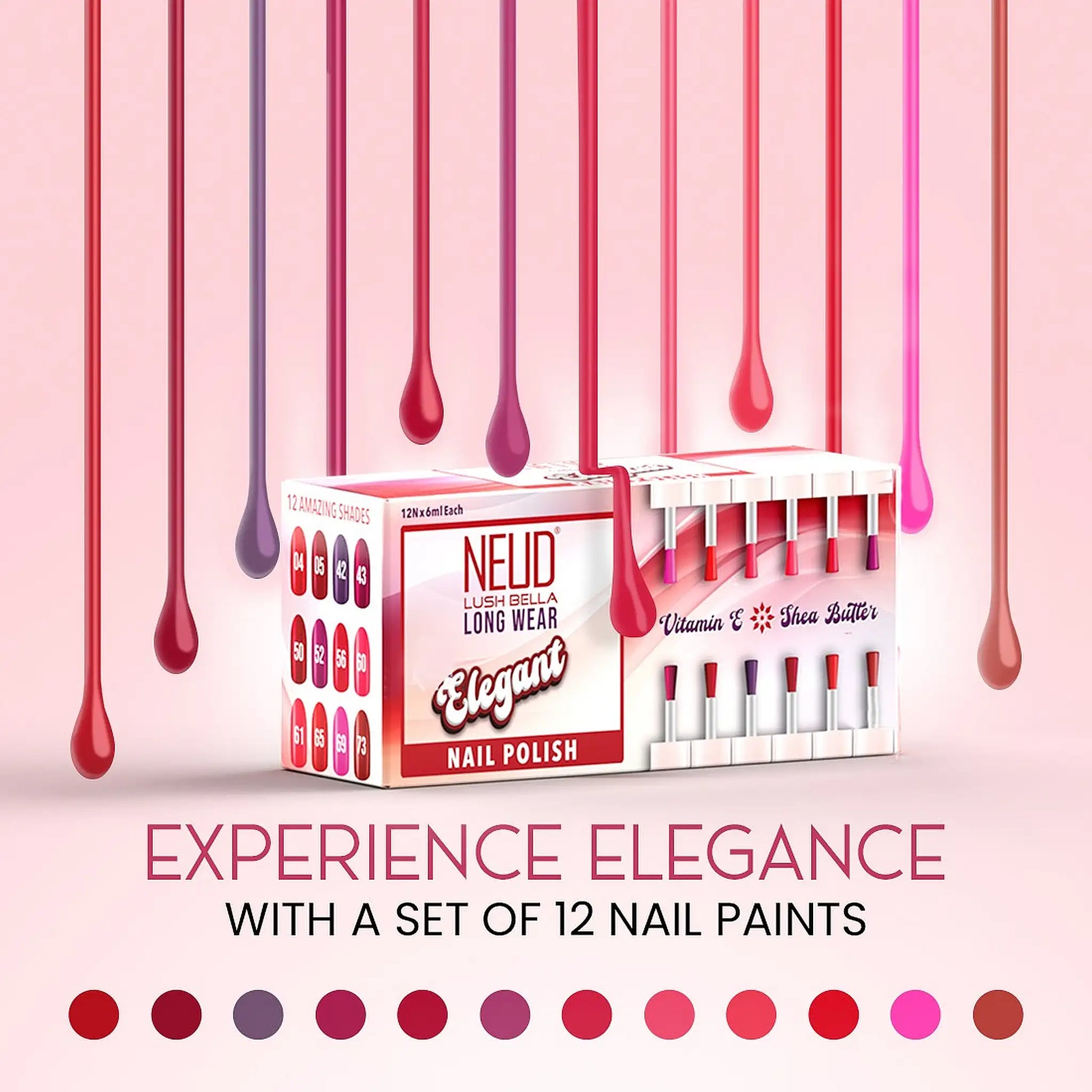 Experience elegance with 12 nail paints in every set of NEUD Lush Bella ELEGANT Nail Polish - everteen-neud.com