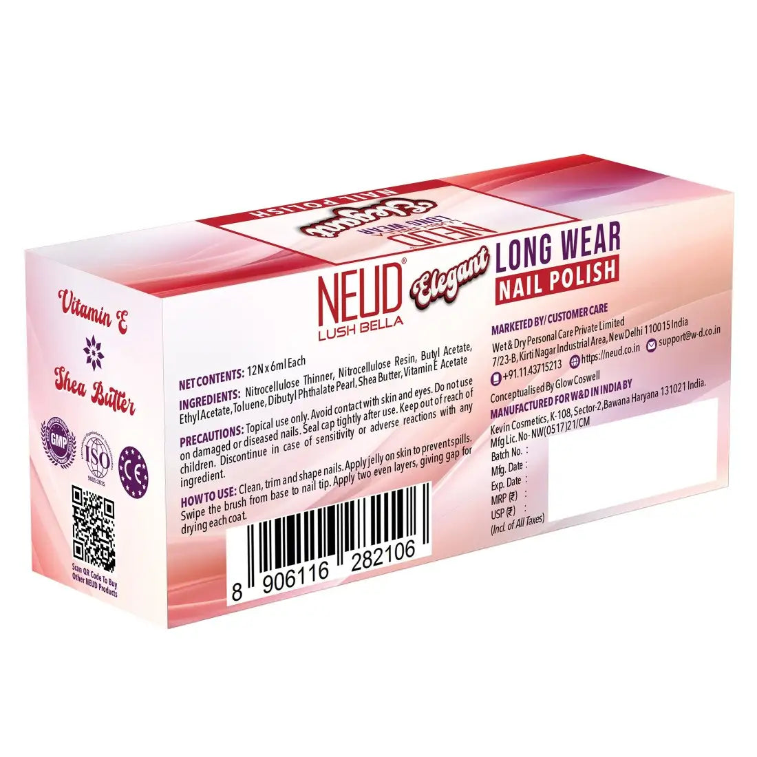 NEUD Lush Bella Nail Polish Kit Enriched With Vitamin E and Shea Butter - 12 Units (6ml Each)