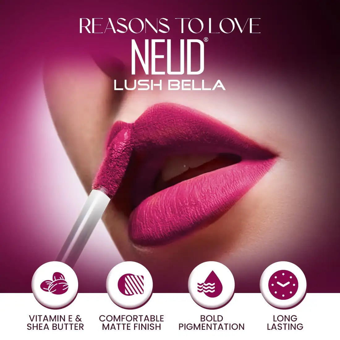 NEUD Lush Bella Matte Liquid Lipstick Kit Enriched With Vitamin E and Shea Butter - 12 Units (3ml Each)