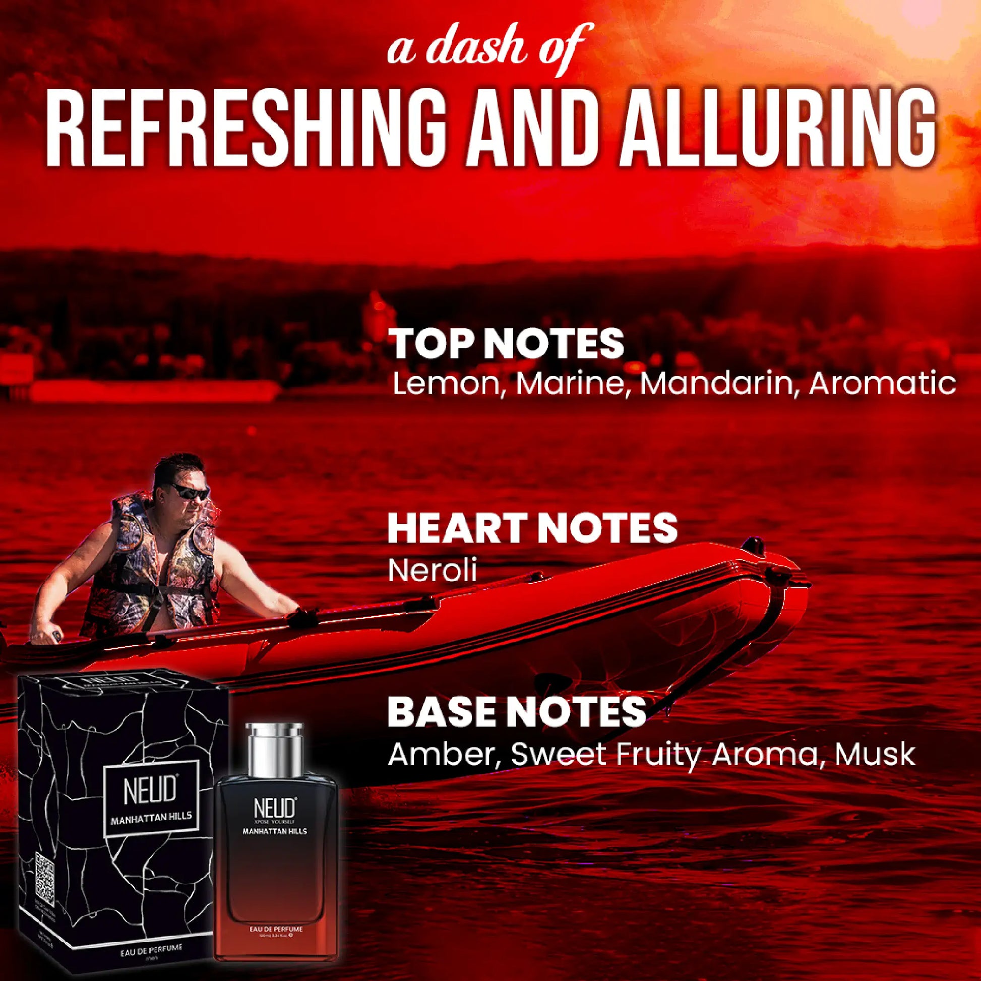 NEUD Manhattan Hills Luxury Perfume 100ml for Men - Notes of Lemon, Marine, Mandarin, Neroli, Amber and Musk