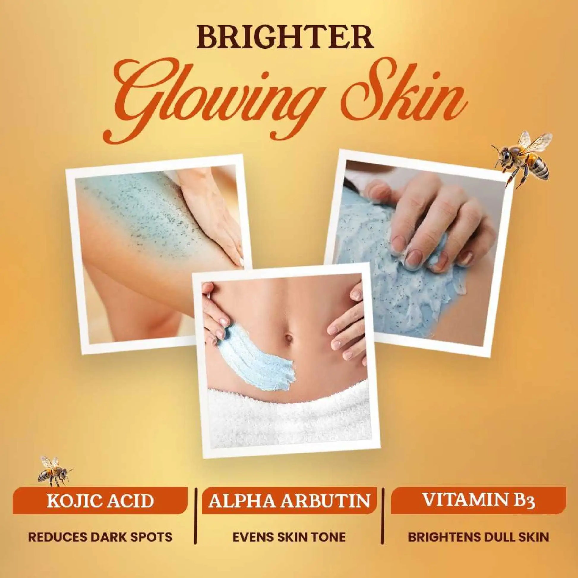 NEUD Manuka Honey Scrub  contains kojic acid for dark spots, alpha arbutin for even skin tone and Vitamin B3 for skin brightening