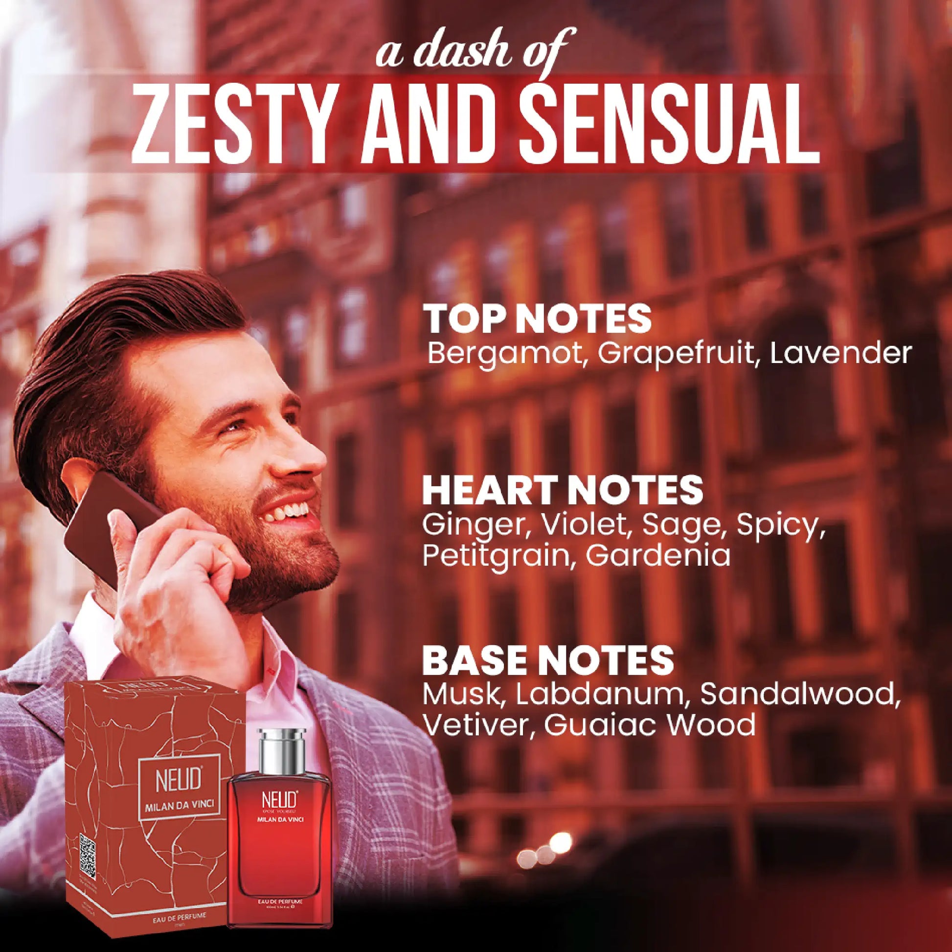 NEUD Milan Da Vinci Luxury Perfume for Men - Zesty and Sensual Notes of Bergamot, Lavender, Ginger, Spicy, Musk, Sandalwood and Vetiver