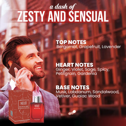 NEUD Milan Da Vinci Luxury Perfume for Men - Zesty and Sensual Notes of Bergamot, Lavender, Ginger, Spicy, Musk, Sandalwood and Vetiver