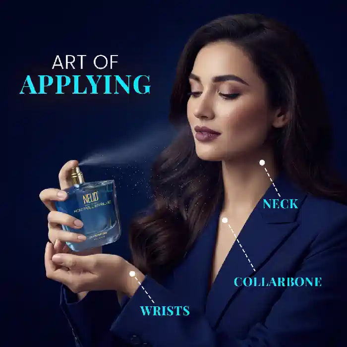 Spray NEUD Montpellier Blue Luxury Perfume for Women on Neck, Shoulders, Wrists and Chest - everteen-neud.com