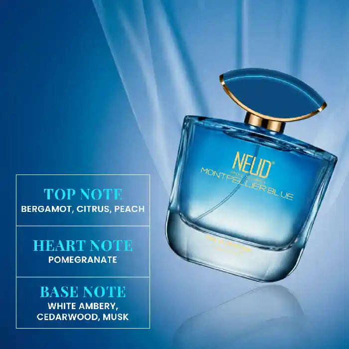 NEUD Montpellier Blue Luxury Perfume for Women Has Notes of Bergamot, Citrus, Peach, Pomegranate, White Ambery, Cedarwood and Musk - everteen-neud.com