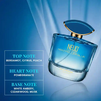 NEUD Montpellier Blue Luxury Perfume for Women Has Notes of Bergamot, Citrus, Peach, Pomegranate, White Ambery, Cedarwood and Musk - everteen-neud.com