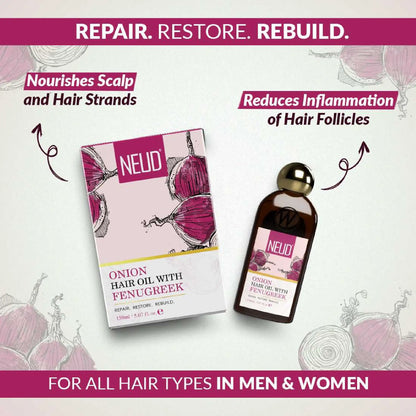 NEUD Onion Hair Oil with Fenugreek - Helps Nourish Hair and Soothe Scalp