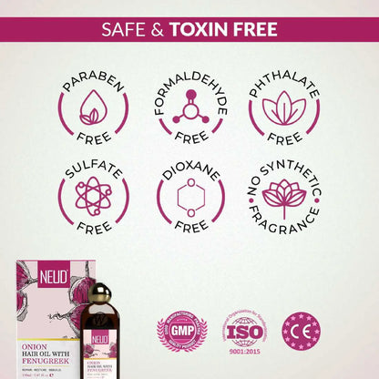 NEUD Onion Hair Oil with Fenugreek - Scalp-Safe, No Paraben, Phthalate or Sulfate