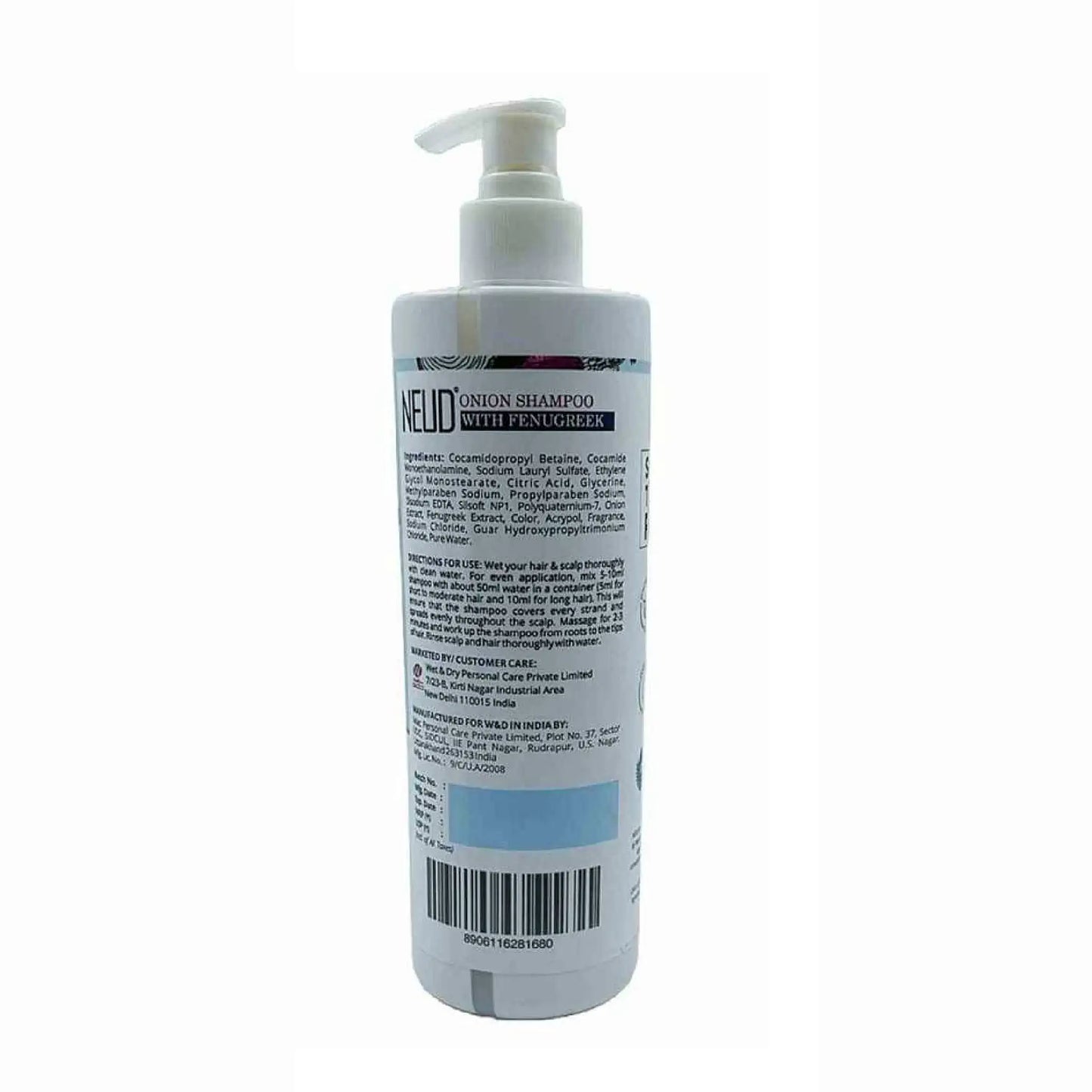 NEUD Onion Hair Shampoo 400ml with Fenugreek 400ml - Ships Worldwide From India