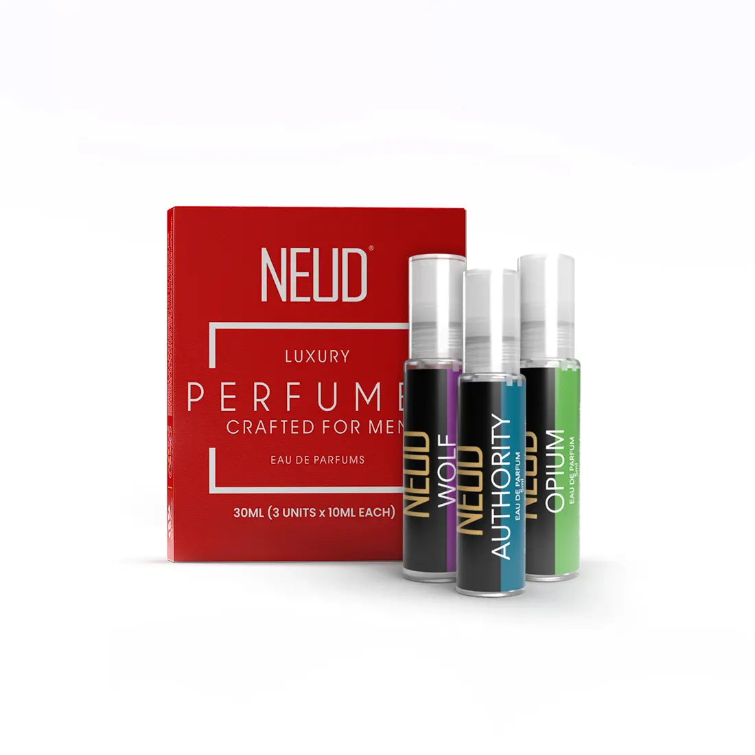 NEUD Luxury Pocket Perfume Gift Set for Men - Long Lasting Eau de Parfum (Citrus, Lavender, Cedarwood Fragrance) - 3x10ml