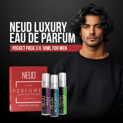 NEUD Luxury Pocket Perfume Gift Set for Men - Long Lasting Eau de Parfum (Citrus, Lavender, Cedarwood Fragrance) - 3x10ml