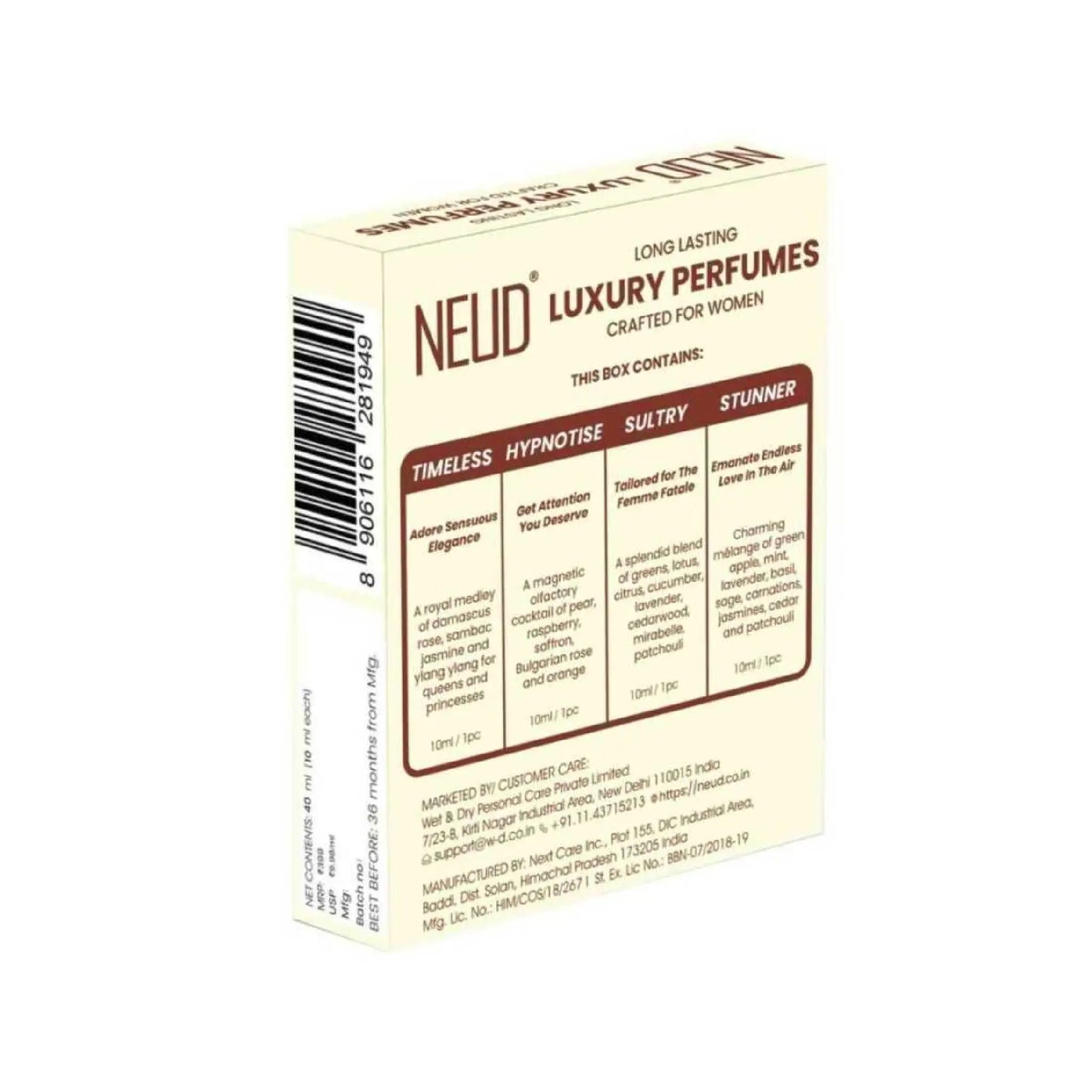 NEUD Luxury Pocket Perfume Gift Set for Women 4x10ml - Ships Worldwide From India