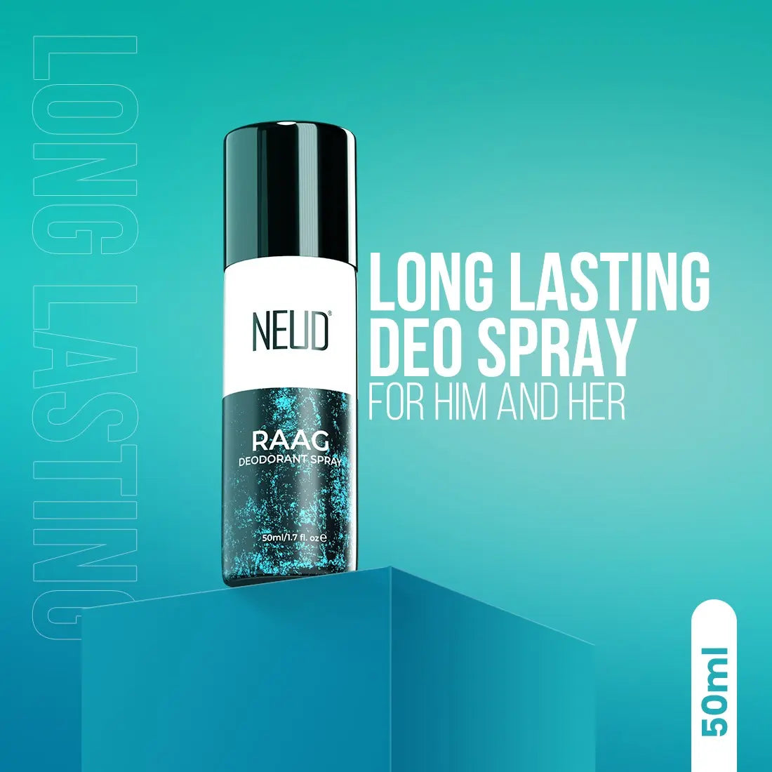 NEUD RAAG deodorant spray 50ml for him and her is long lasting and gives 24-hour odor protection - everteen-neud.com