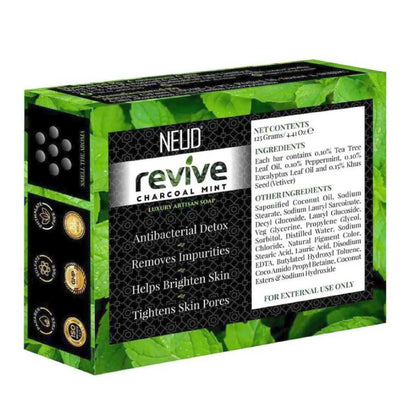 NEUD Revive Charcoal Mint Luxury Artisan pH-Balanced Vegan Handmade Soap With Tea Tree Oil, Peppermint, Eucalyptus Oil and Vetiver - Brightens Skin, Tightens Pores