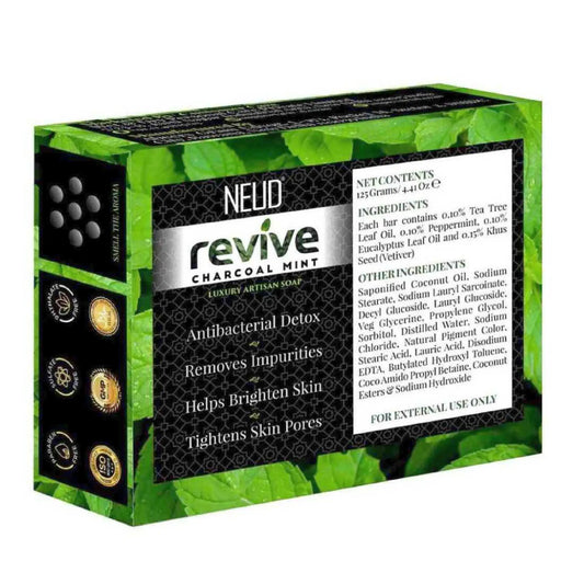 NEUD Revive Charcoal Mint Luxury Artisan pH-Balanced Vegan Handmade Soap With Tea Tree Oil, Peppermint, Eucalyptus Oil and Vetiver - Brightens Skin, Tightens Pores