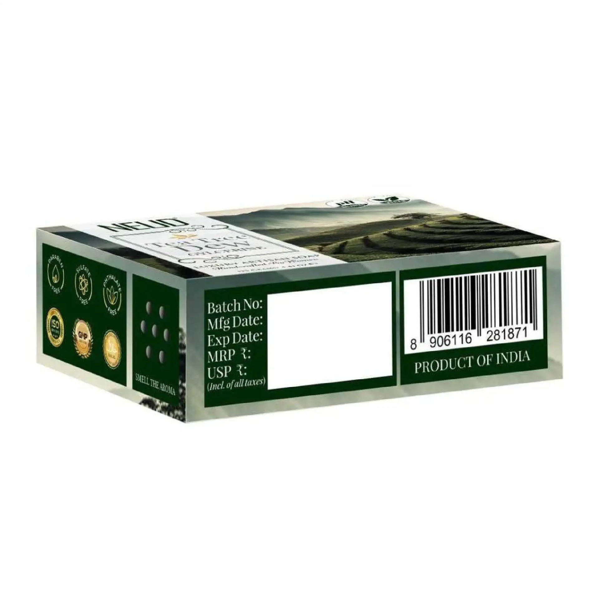 NEUD Tea Tree Dew Glycerine Luxury Artisan Handmade Soap 125g - Ships Worldwide From India