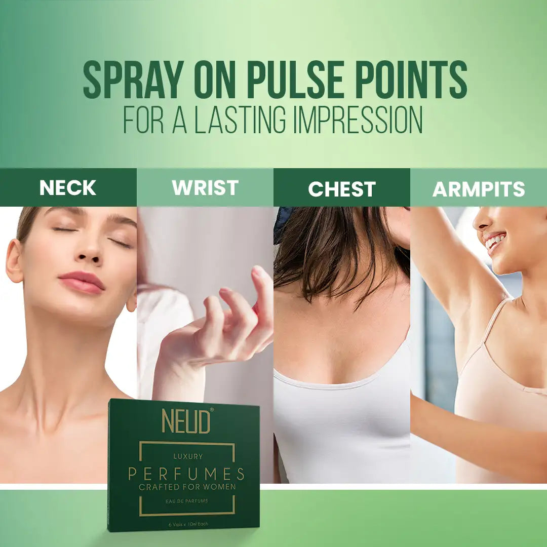 Spray NEUD Luxury Perfumes for Women on Pulse Points For a Lasting Impression - everteen-neud.com