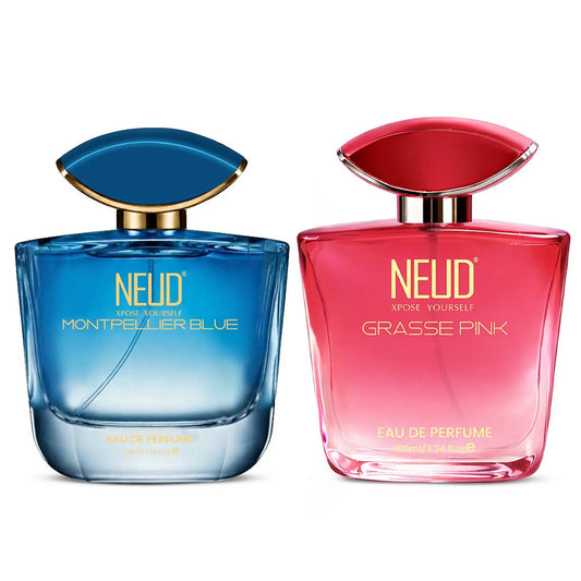 NEUD Luxury Perfume Combo for Women - Montpellier Blue 100ml and Grasse Pink 100ml - 2 Pack Long Lasting Eau De Parfum Combo