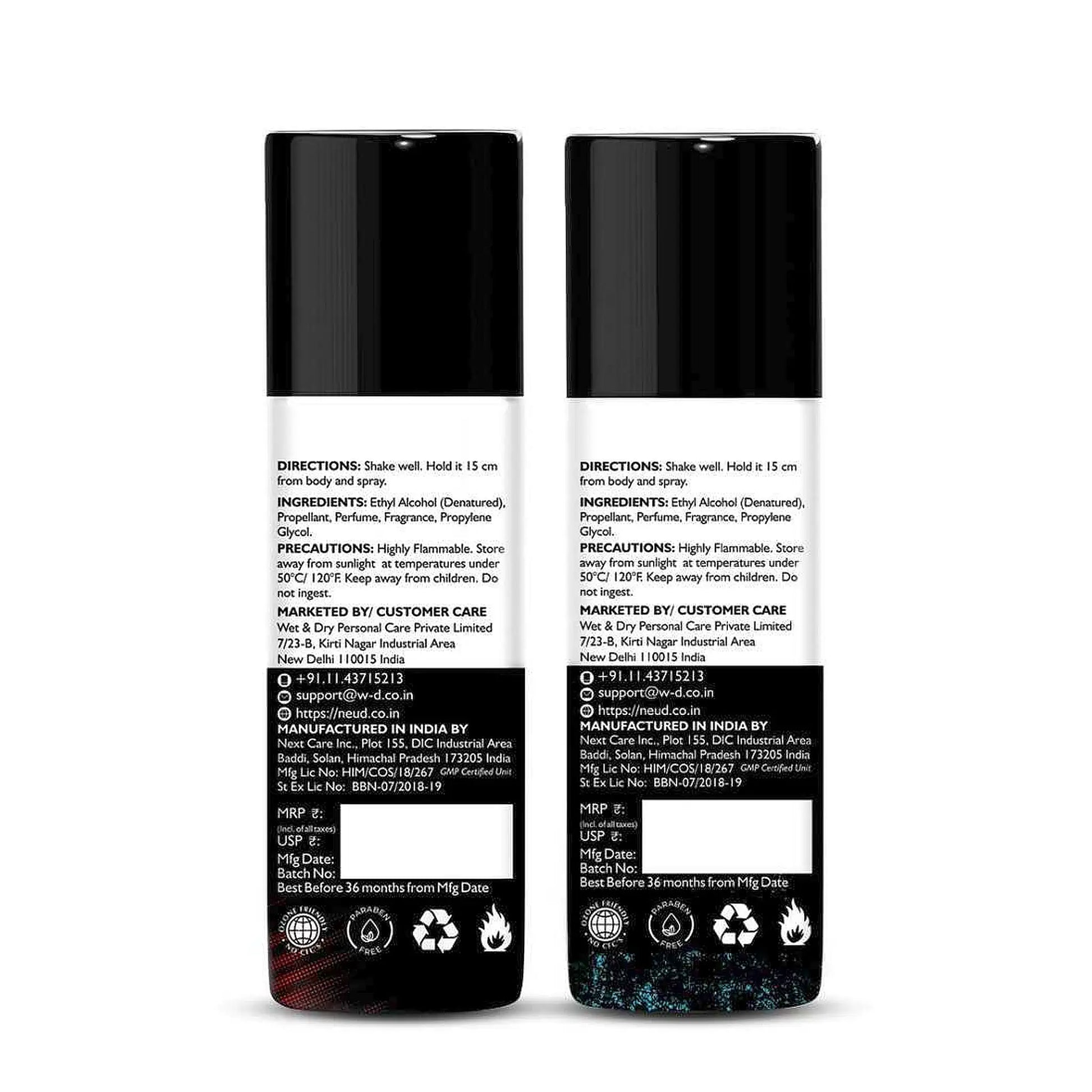 NEUD Combo of Zenith and Raag Deodorants 50ml Each - Fabric and Skin Friendly