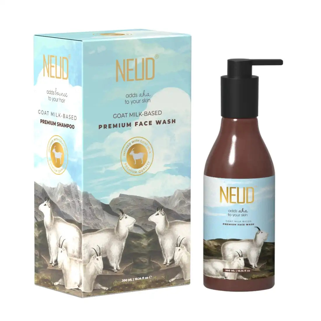 Nettoyant visage au lait de chèvre NEUD pour hommes et femmes - Pochette zippée gratuite