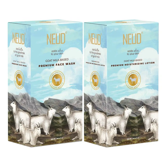 NEUD Combo: Goat Milk Face Wash and Moisturizing Lotion for Men and Women - 300 ml Each - everteen-neud.com