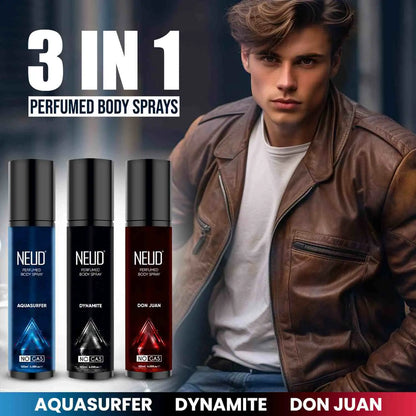 NEUD 3-in-1 Perfumed Body Sprays for Men, Long-Lasting Deodorants, No Gas, No CFC Formula - 3 x 120ml Each - everteen-neud.com