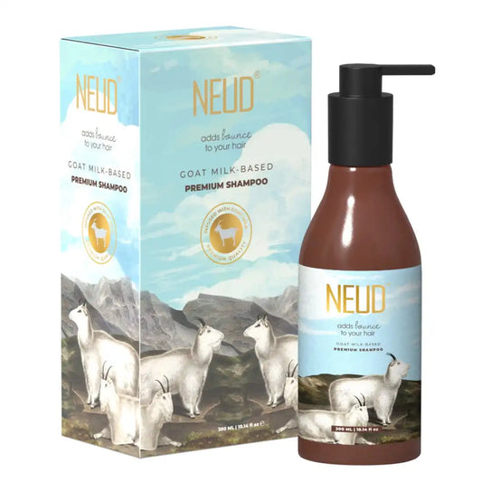 Champú de leche de cabra NEUD 300 ml para hombres y mujeres con bolsa con cremallera gratis