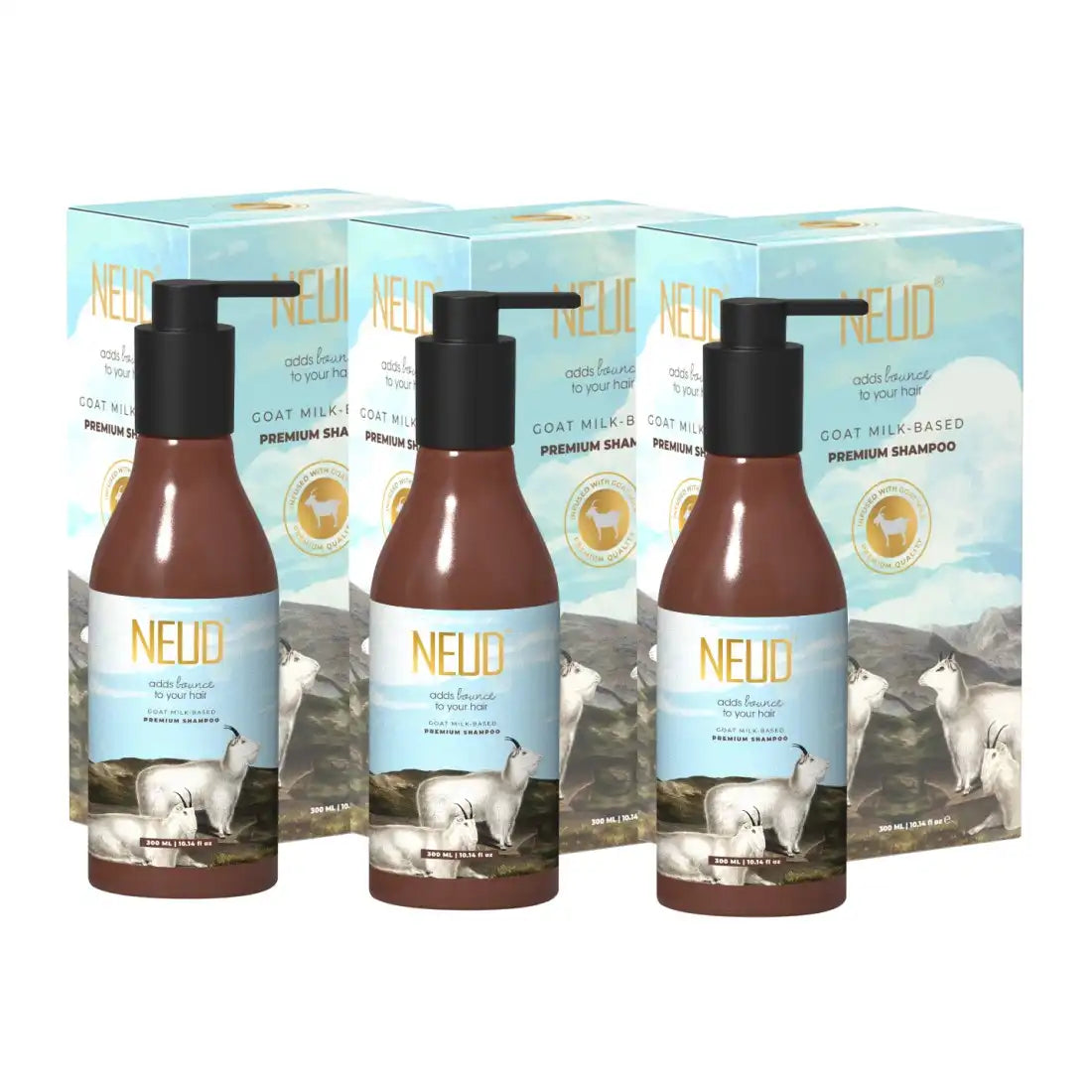 NEUD Goat Milk Shampoo for Men & Women - 300 ml with Free Zipper Pouch