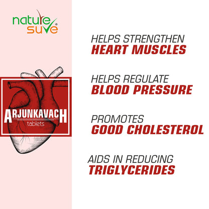 Nature Sure Arjun Kavach Heart Tablets Help Improve Cardiac Health, Regulate BP and Promote Good Cholesterol 