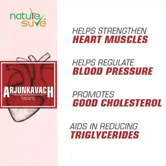 Nature Sure Arjun Kavach Heart Tablets Help Improve Cardiac Health, Regulate BP and Promote Good Cholesterol