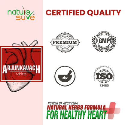 Nature Sure Arjun Kavach Tablets for Cardiovascular Health Are GMP and ISO Certified for Best Quality