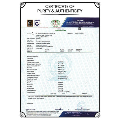 Nature Sure Bhringraj Powder - Certified of Purity And Authenticity From GLP-Approved Laboratory