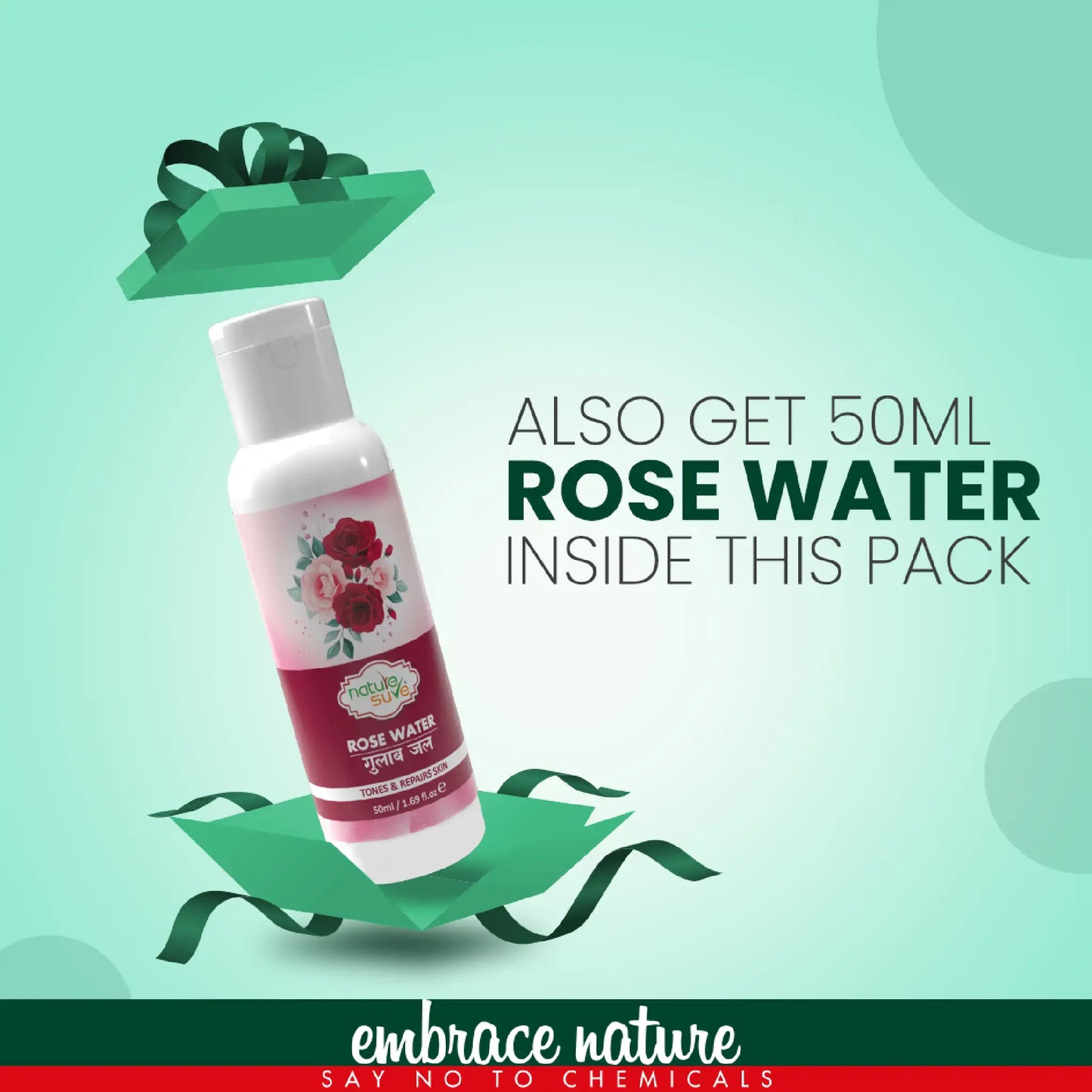 Nature Sure Bhringraj Powder 200g - Get 50ml Rose Water Absolutely Free Inside Each Pack