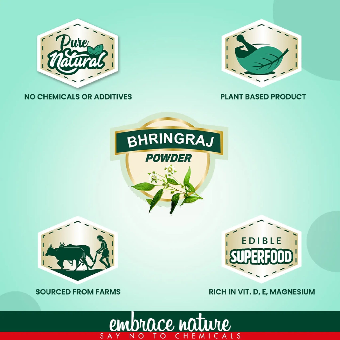 Nature Sure Bhringraj Powder 200g -  Pure Plant Based Product Sourced From Farms, Does Not Contain Chemicals or Additives