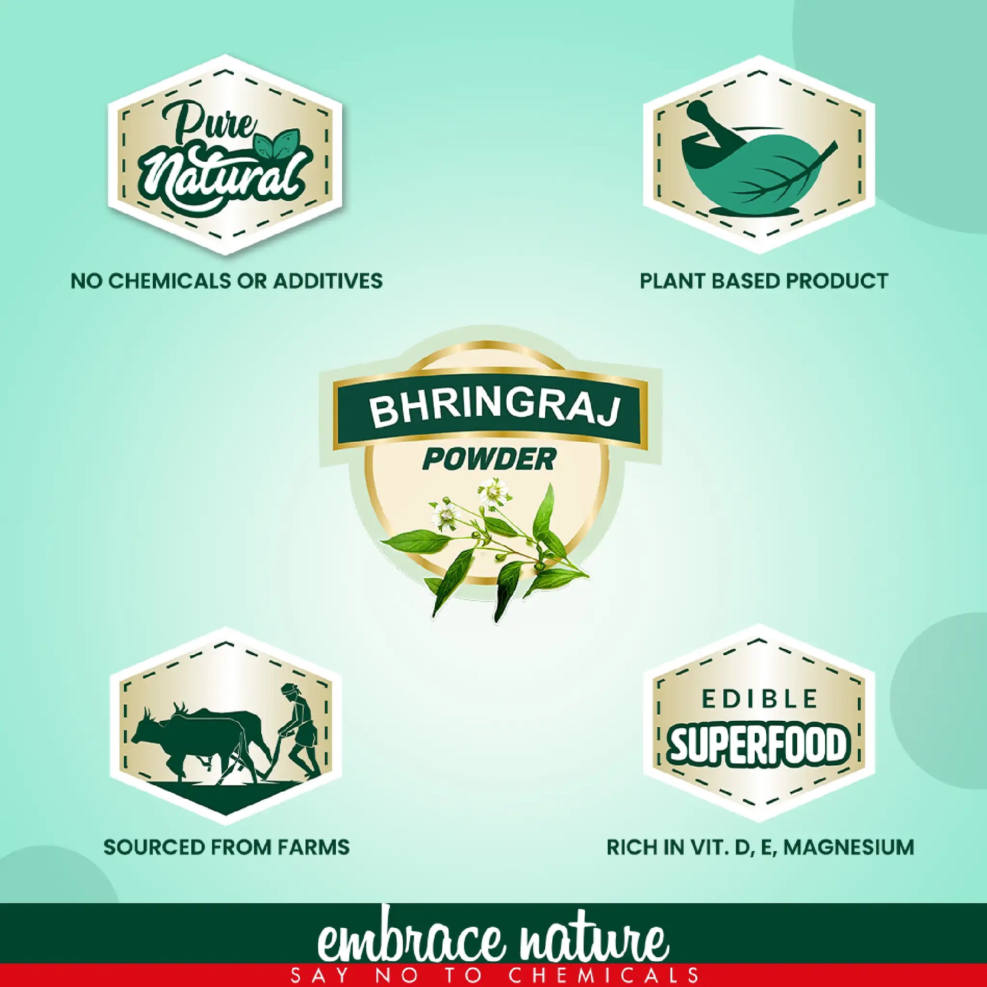 Nature Sure Bhringraj Powder 200g -  Pure Plant Based Product Sourced From Farms, Does Not Contain Chemicals or Additives