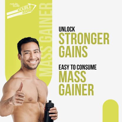 Nature Sure Double Mass Chocolate Flavored Mass Gainer with Whey Protein and Enzymes Helps You Unlock Stronger Gains - everteen-neud.com