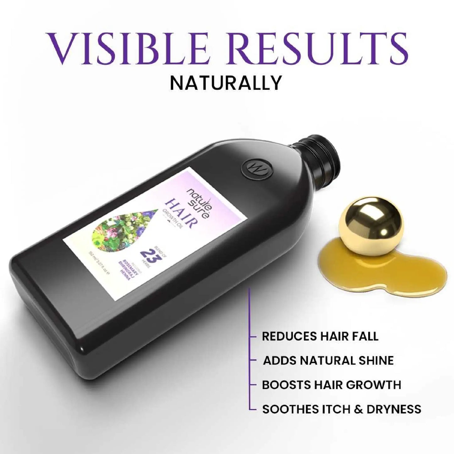 Nature Sure Hair Growth Oil – Supports Hair Fall Reduction, Scalp Nourishment and Natural Shine